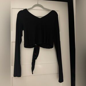 black free people open back long sleeve shirt